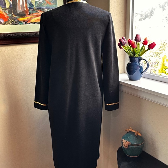 Black and Gold " Military Look" 80s Coat Dress by Leslie Fay Petites - Sz 8 - Picture 11 of 14